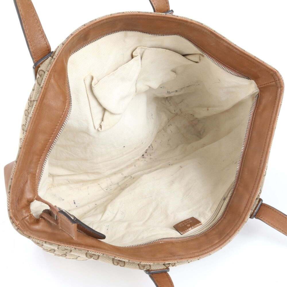 Gucci GG Canvas Sherry Line Leather Tote Bag, Brown, Men's, 308928 - Picture 7 of 9